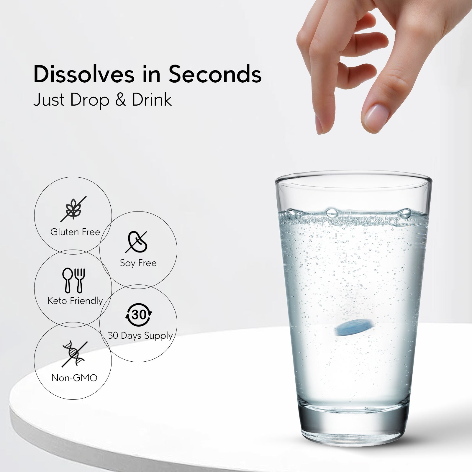 Molecular Hydrogen Water Tablets with Magnesium,108 PPM Hydrogen Tablets for Drinking Water, Fast-Dissolve Hydrogen Tablet, Rich in Antioxidants - Energy, Brain & Cellular Health - 90Counts