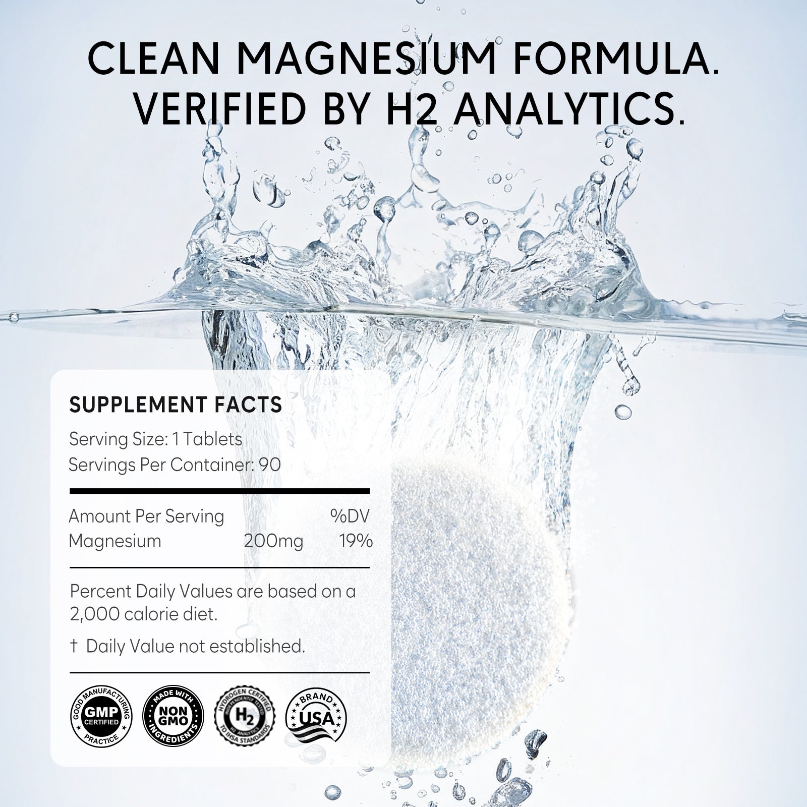 Molecular Hydrogen Water Tablets with Magnesium,108 PPM Hydrogen Tablets for Drinking Water, Fast-Dissolve Hydrogen Tablet, Rich in Antioxidants - Energy, Brain & Cellular Health - 90Counts